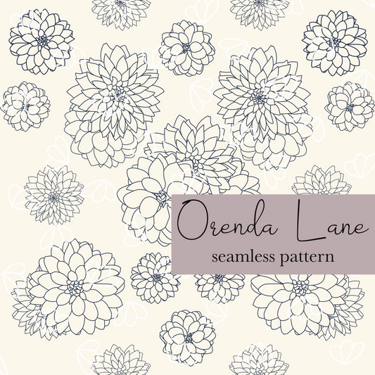 Navy and Cream Floral Seamless Pattern